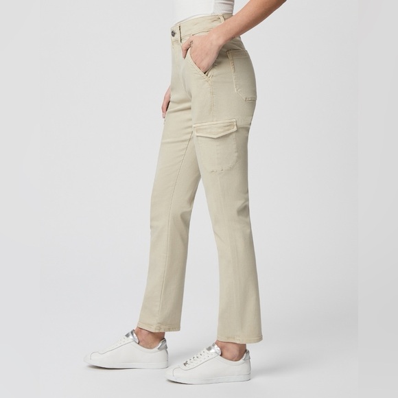 PAIGE Jolie Straight Leg Cargo Pants Vintage Warm Sand Women’s Size 31 Denim - Picture 2 of 13